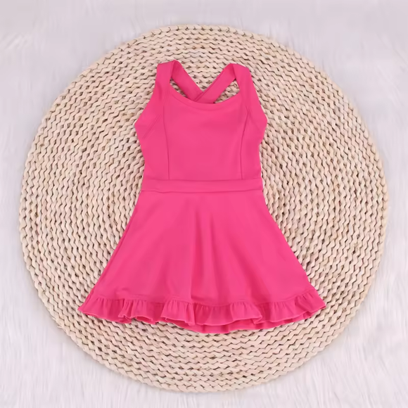 S0440 pink sleeveless baby girls summer swimsuit