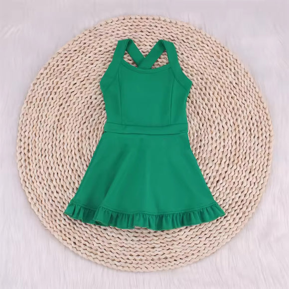 S0444 green sleeveless baby girls summer swimsuit