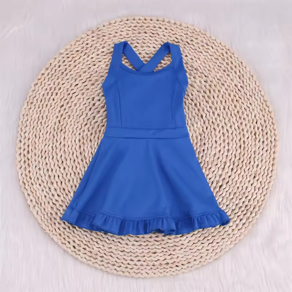 S0444 blue sleeveless baby girls summer swimsuit