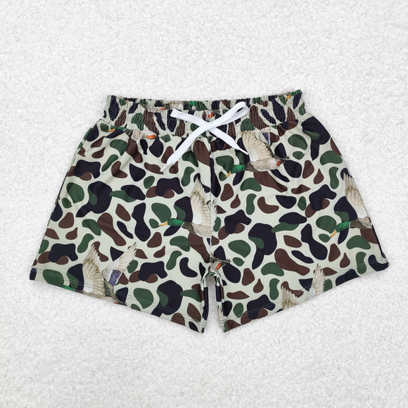 S0469--hunting camo mallard ducks  swimming trunks