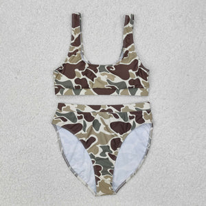 S0476  Camo print mommy and me women summer swimsuit