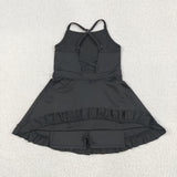 S0552 BLACK sleeveless baby girls summer swimsuit