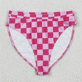 S0559 Adult women rose checkered swimsuit