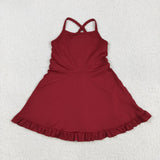 S0568  Girls wine red swimsuit 1pcs yoga