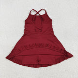 S0568  Girls wine red swimsuit 1pcs yoga