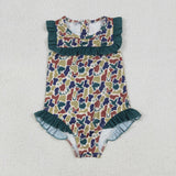 S0598 Baby girls camo floral swimsuit