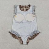 S0599 Baby girls deer bear floral swimsuit