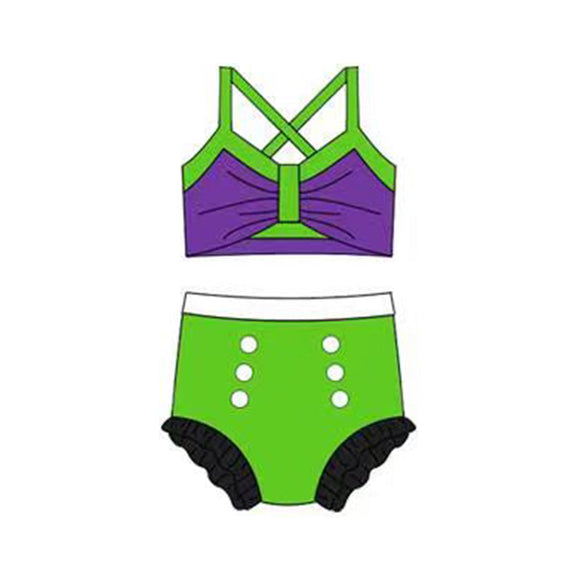 12.12 Pre-order S0682 Baby girls purple green swimsuit