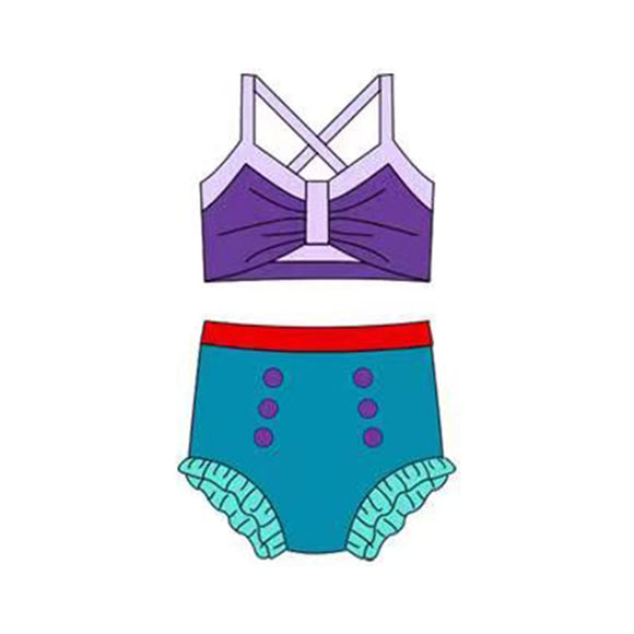 12.12 Pre-order S0683 Baby girls purple green swimsuit