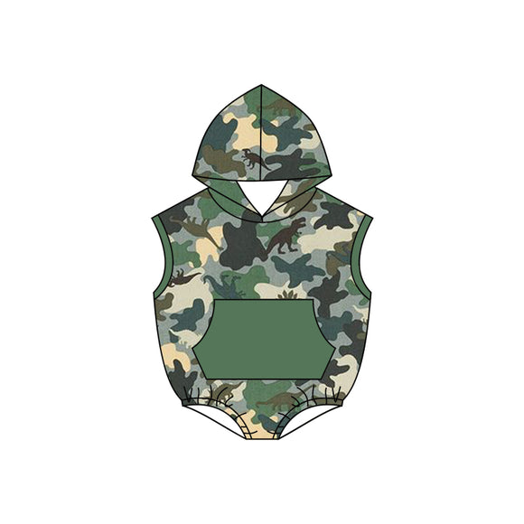 SR0514--pre order dinosaur Camouflage hooded onesie