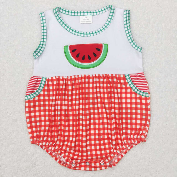 SR0592-- embroidered watermelon boy bubble