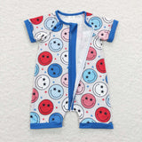 SR0692--short sleeve 4th of July boys romper