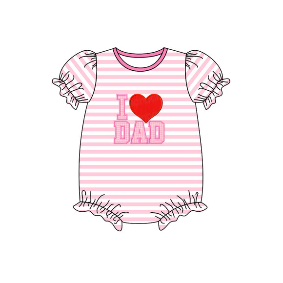 SR0908--pre order love dad pink short sleeve baby romper