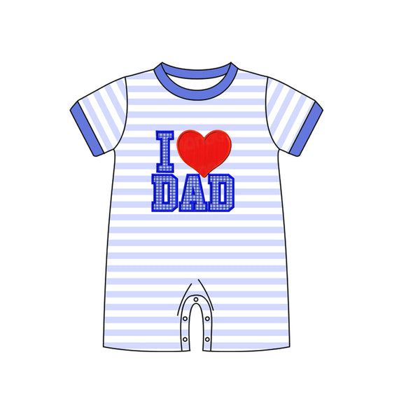 SR0909--pre order love dad blue short sleeve baby romper
