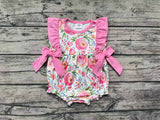 Pink ruffle floral baby girls spring summer romper