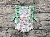 Mint ruffle floral baby girls spring summer romper