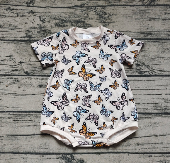 Short sleeves butterfly baby girls romper