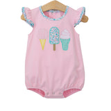 Embroidery Flutter sleeves ice cream baby girls summer romper