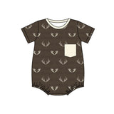 Short sleeves deer pocket baby boys romper