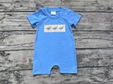 Short sleeves Embroidery turtle baby boys summer romper