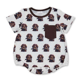 Family Matching Baby girls boys brown hunting dog duck outfits romper