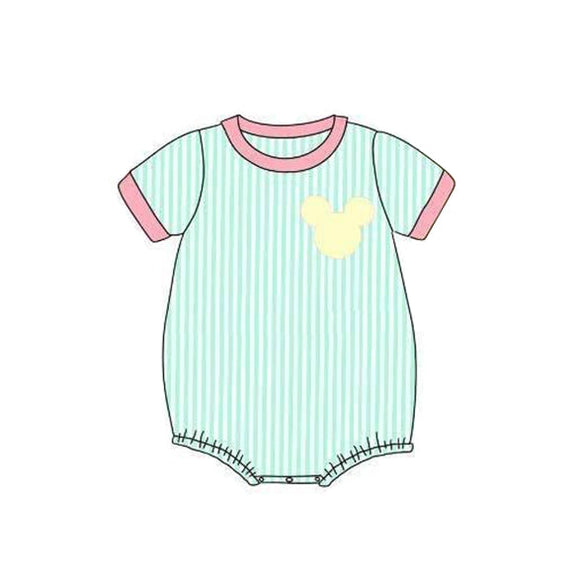 Short sleeves stripe mouse baby kids romper