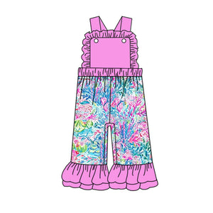 Deadline May 13 pre order Straps pink watercolor seaweed girls jumpsuit