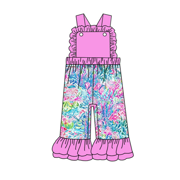Deadline May 13 pre order Straps pink watercolor seaweed girls jumpsuit