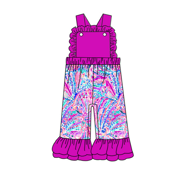 Deadline May 13 pre order Straps hot pink watercolor girls jumpsuit