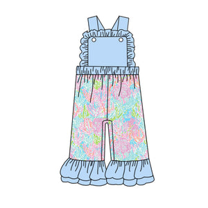 Deadline May 13 pre order Straps light blue watercolor seaweed girls jumpsuit