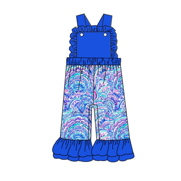 Deadline May 13 pre order Straps blue watercolor print girls jumpsuit