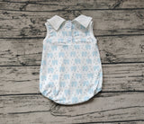 pre order Sleeveless light blue elephant baby boy summer romper