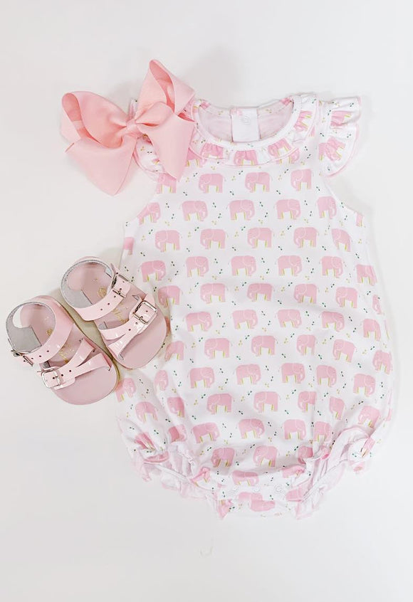 Deadline May 15 pre order Flutter sleeves pink elephant baby girl summer romper