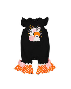 SR1951 pre order Halloween pumpkin ghost black girls romper