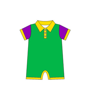 SR2036--pre order Mardi Gras baby boy romper