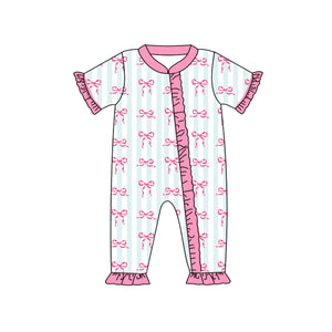 SR2040-pre order shorts sleeve pink bow sleeper