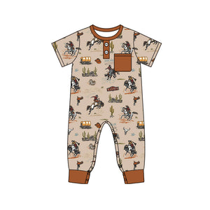 SR2045-pre order short sleeve western cowboy romper