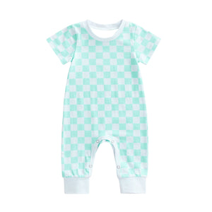 SR2099 pre-order baby boy clothes blue gingham boy summer romper-2024.11.12