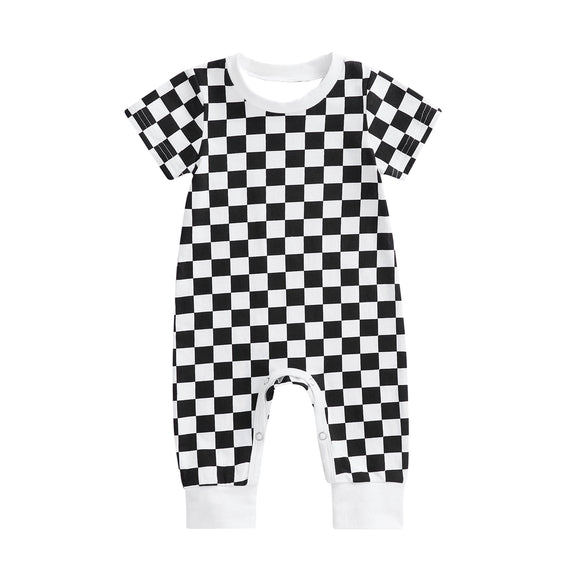 SR2100 pre-order baby boy clothes black gingham boy summer romper-2024.11.12