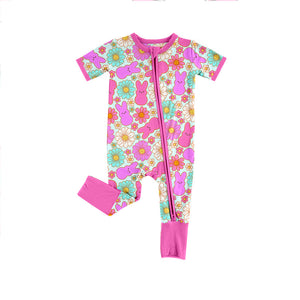 SR2106 pre-order baby girl clothes floral bunny girl easter summer romper-2024.11.12