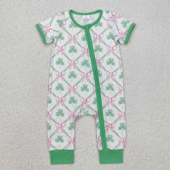 SR2109 baby girl clothes lucky girl St. Patrick summer romper