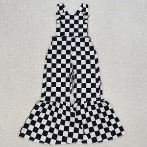 SR2111 baby girl clothes black gingham girl summer jumpsuit