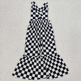 SR2111 baby girl clothes black gingham girl summer jumpsuit