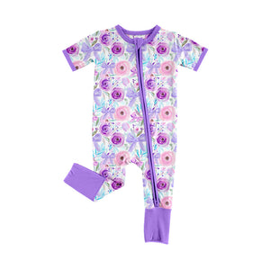 SR2121 pre-order baby girl clothes purple flower girl summer romper-2024.11.14