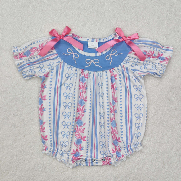 SR2131 baby girl clothes embroidery bows girl summer bubble