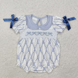 SR2146  baby girl clothes embroidered blue bows girl summer bubble