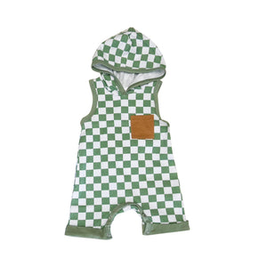 SR2154 pre-order baby boy clothes green gingham boy summer romper-2024.11.18