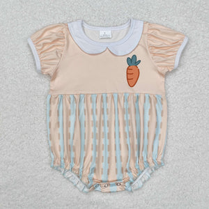 SR2225 Baby Girls orange carrot puff sleeve romper