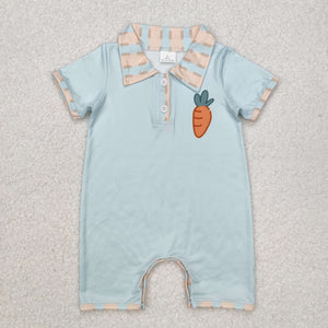 SR2226 Baby  blue button carrot short sleeve romper