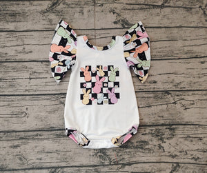 Pre-ordre SR2227 Baby Girls colorful bunny flying sleeve romper